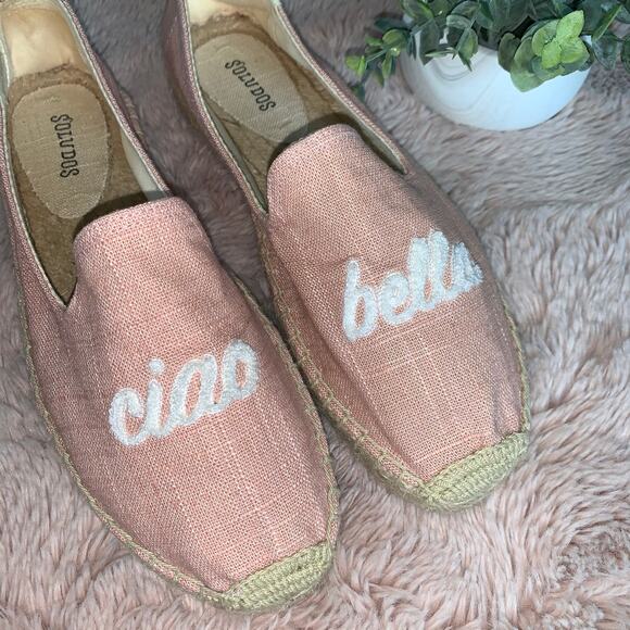 Soludos Dusty Rose Pink Ciao Bella Embroidered Platform Slip On Shoes Size 9 - Picture 8 of 11